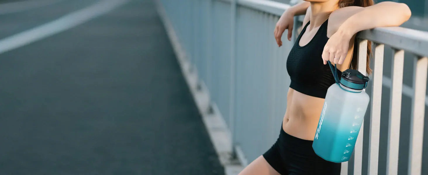 2.2 Liter Water Bottles with Straw Times to Drink Durable Sports Big Jug with Handle Leakproof BPA Free Reusable for Adults