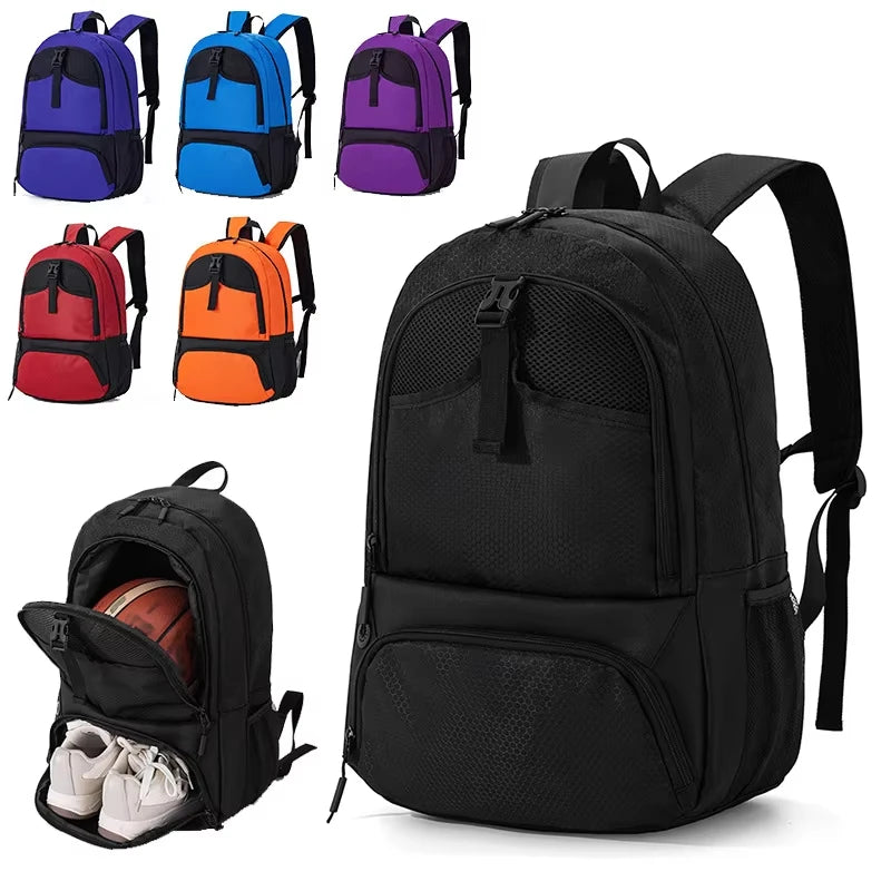 Sports Gym Fitness Yoga Backpack with Shoes Pocket Outdoor Large Camping Hiking Basketball Bag Capacity Soccer Equipment Pack