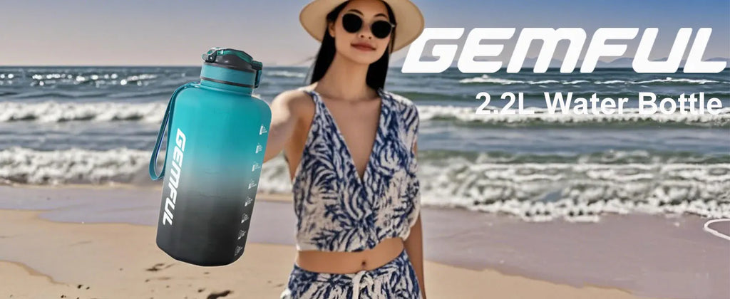 2.2 Liter Water Bottles with Straw Times to Drink Durable Sports Big Jug with Handle Leakproof BPA Free Reusable for Adults