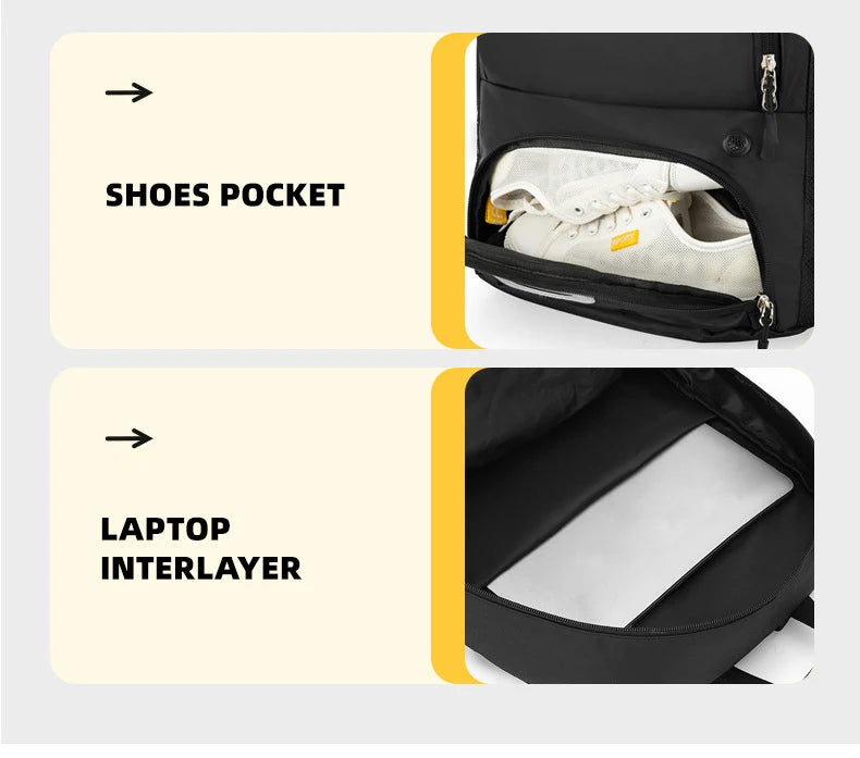 Sports Gym Fitness Yoga Backpack with Shoes Pocket Outdoor Large Camping Hiking Basketball Bag Capacity Soccer Equipment Pack